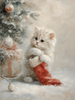 HMK1705L WHITE CHRISTMAS KITTEN
