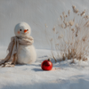 HMK1782L SNOWMAN AND RED ORNAMENT