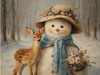 HMK1336L FLORAL SNOWMAN AND REINDEER