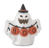 5.25in RESIN LED BOO GHOST W/WITCH HAT