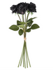 17in BLACK REAL TOUCH FULL BLOOM ROSE STEM W/FOLIAGE BUNDLE