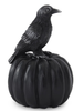 8.25in BLACK W/SILVER RESIN CROW & PUMPKIN