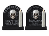 ASST HALLOWEEN MESSAGE SKULL SIGN W/LED CANDLE (EACH)