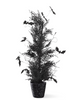 23in BLACK W/PURPLE GLITTER PINE & BAT POTTED TREE