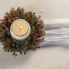 9.5IN ASPARAGUS FERN & BERRY CANDLE RING