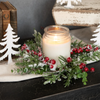 12IN SNOWY EVERGREEN W/RED BERRY CANDLE RING