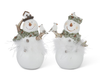 ASST 7 IN WHITE GLITTERED SNOWMEN W/FEATHERS (EACH)