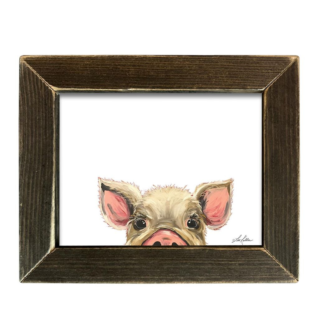 Pigページ Charming LK106B Peeking Pig Print | Whimsical 8x10 Decor for Pig