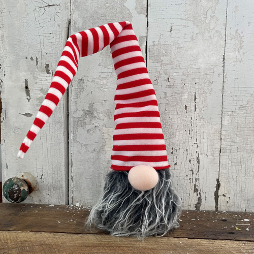 Red striped hat gnome 27 inch tall