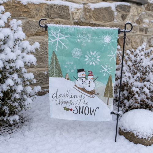 Sledding Snowman Garden Flag ON SALE!
