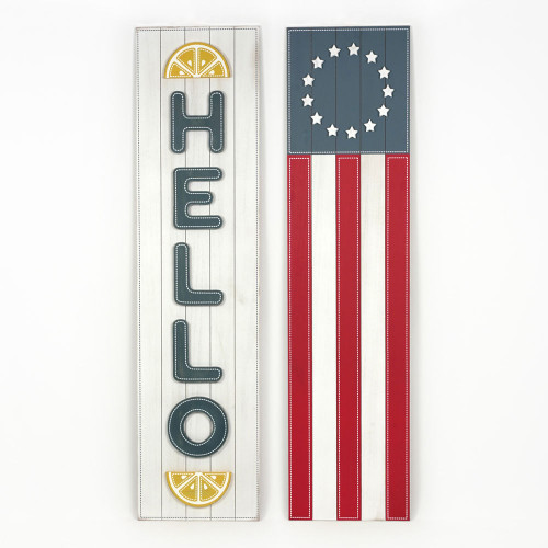 Hello Flag Reversible Sign