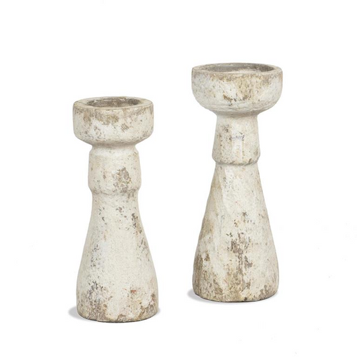 Weathered White Candle Holders, Set/2 SALE FINAL