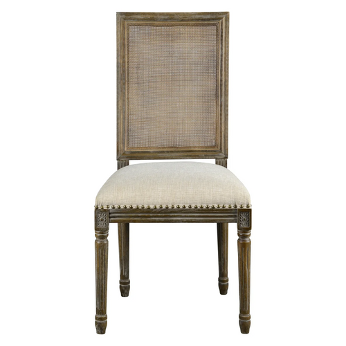 Square Maxwell Side Chair W/ Cane (French Linen)