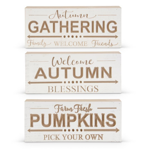 Assorted Engraved Wood Harvest Message Wall Signs