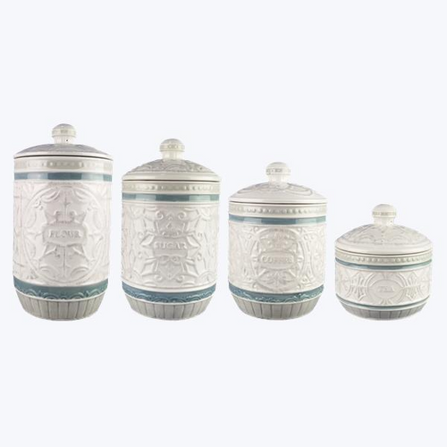 CERAMIC CASUAL PROVINCIAL CANISTERS, SET OF 4