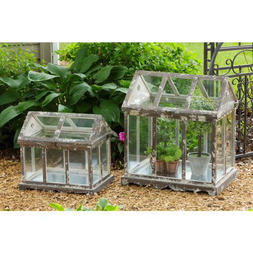 Set/2 Greenhouse - Wood and Glass