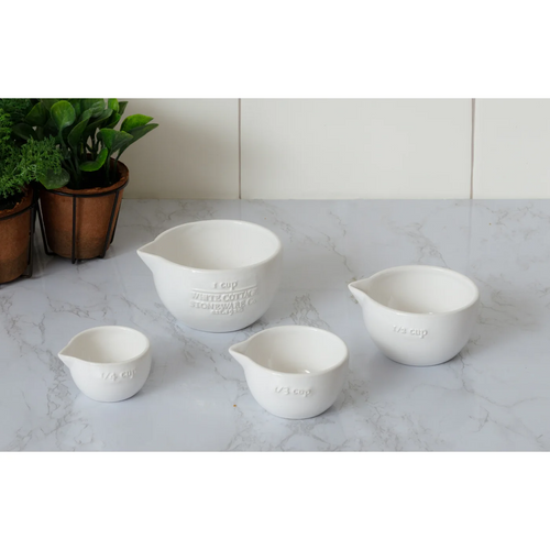 White Cottage Ceramic Measuring Cup Set, 4 pcs