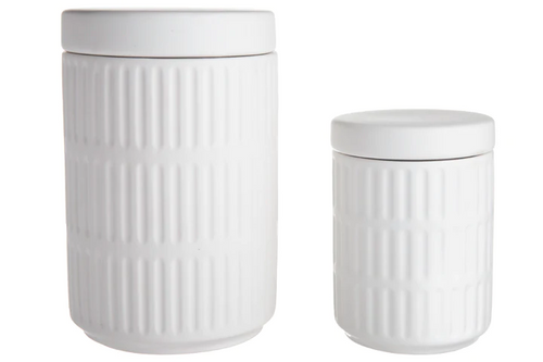 CERAMIC RND CANISTER W/TOP LID SET OF 2