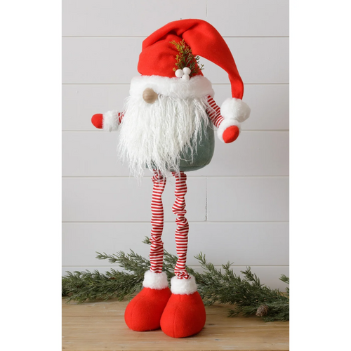 Standing Gnome With Red Stripe Legs & Green Body