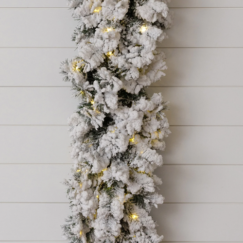 Pre-Lit Flocked Garland