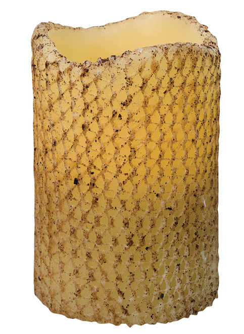 Burnt Ivory Honeycomb Textured Pillar 3x4.5 timer