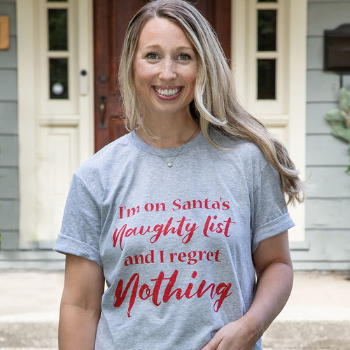 I'm On Santa's Naughty List T-Shirt, Heather Gray, Large