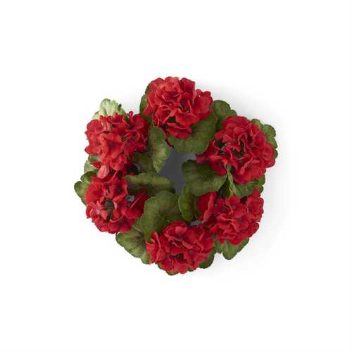14.5 Inch Red Geranium Candle Ring