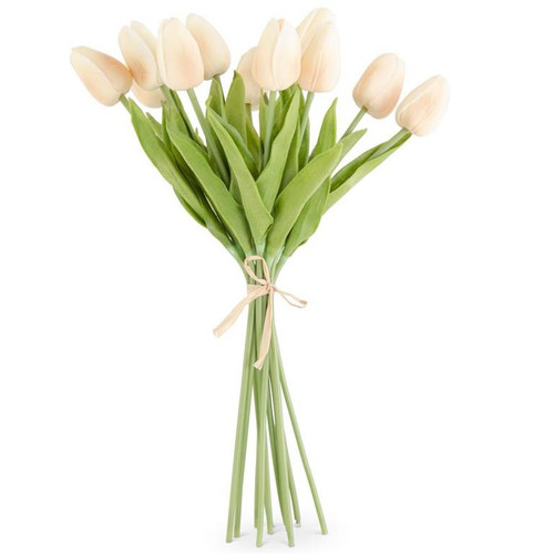 13.5 inch Light Peach Real Touch Mini Tulip Bundle (12 Stems)