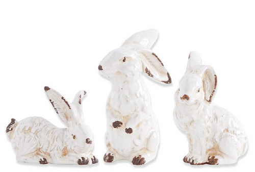7 inch Assorted Vintage White Ceramic Bunnies