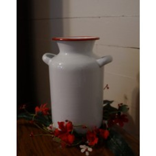 Red Rim Enamelware Milk Can