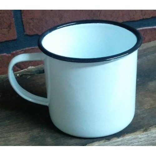 Black Rim Enamelware Coffee Mug