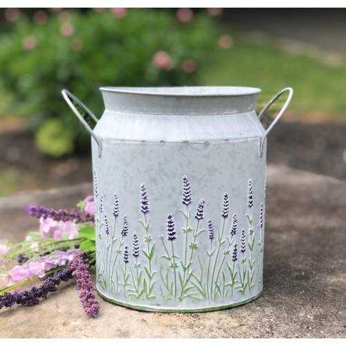 Lavender Embossed Galvanized Milk Can