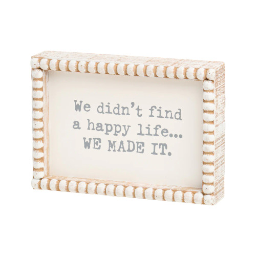 Happy Life Beaded Box Sign