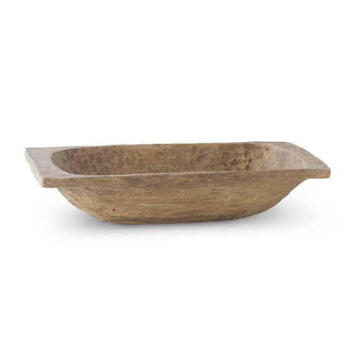 33 Inch Brown Wooden Dough Bowl w/Square Edge