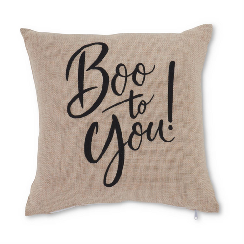16 Inch Square Tan & Black BOO TO YOU Pillow