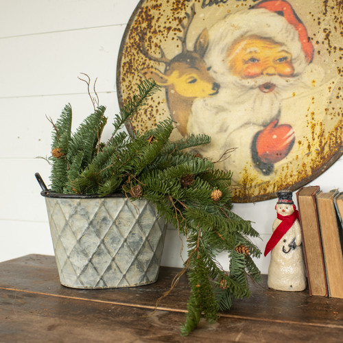 26" SPRUCE GREEN HEMLOCK & CONES HANGING BUSH