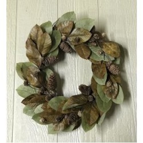 Magnolia Wreath  (Gr/Br) 20"