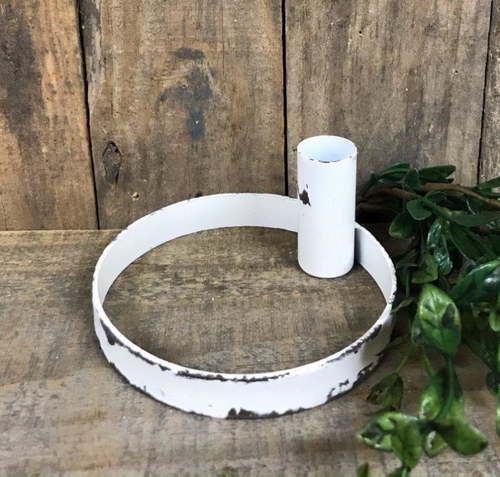 WHITE CIRCULAR TAPER CANDLE HOLDER