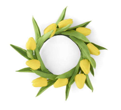 YELLOW REAL TOUCH MINI TULIP CANDLE RING