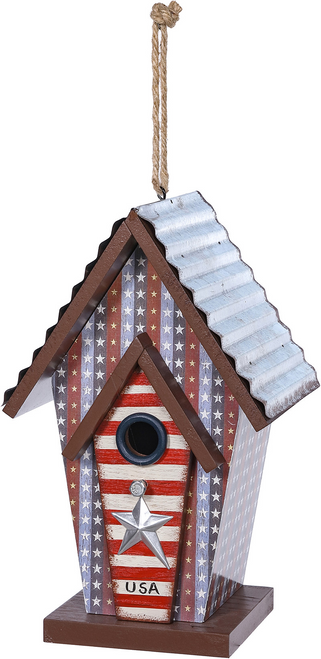 Wd RWB Birdhouse Hang