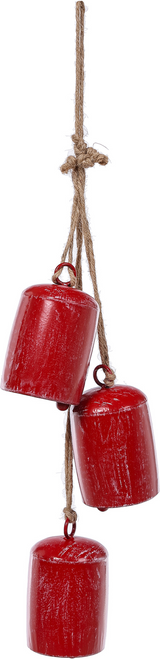 Mtl Ant Red Cyl 3-Bell Hang