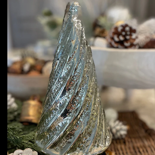 Med. Silver Mercury Glass Swirl Tree
