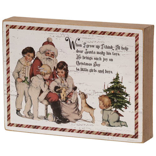 When I Grow Up Vintage Santa Box Sign