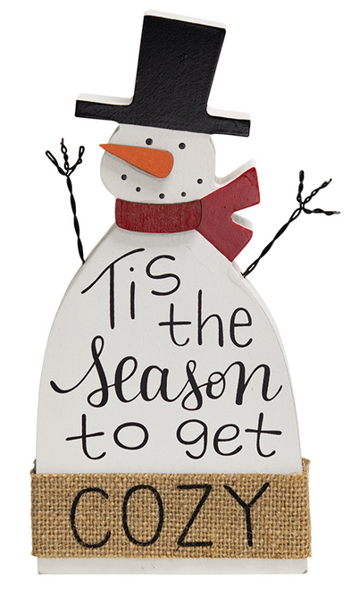 Tis the Season to Get Cozy Wooden Snowman Sitter