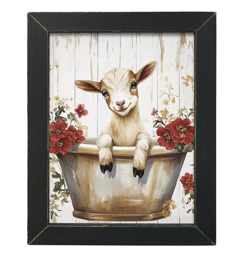 HMK453L Floral Goat in Bathtub