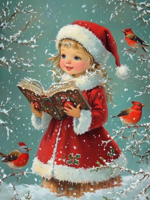 HMK403B Vintage Red Dress Girl Block