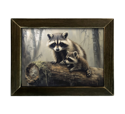 HMK528L MOM AND BABY RACCOON 12X16 LATH