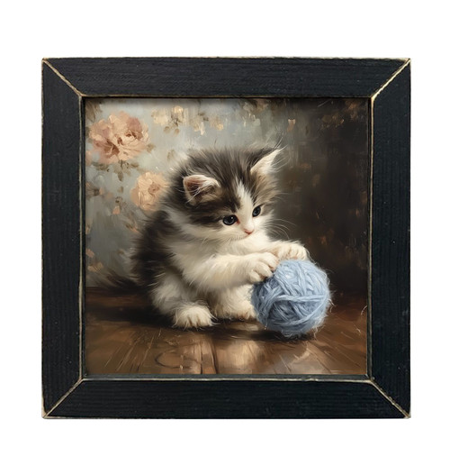 HMK535L KITTEN AND YARN 12X12 LATH