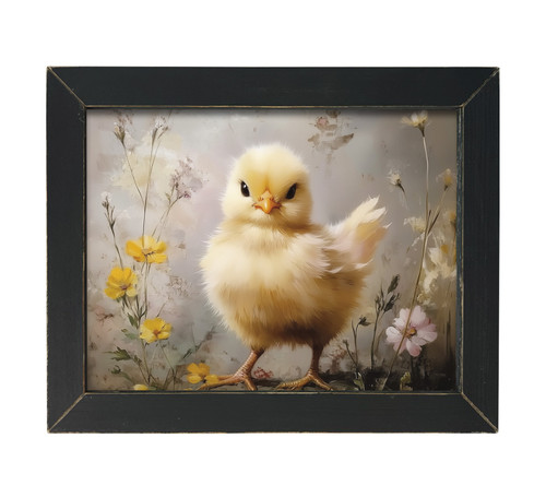 HMK577L SPRING CHICK WITH FLOWERS 12X16 LATH