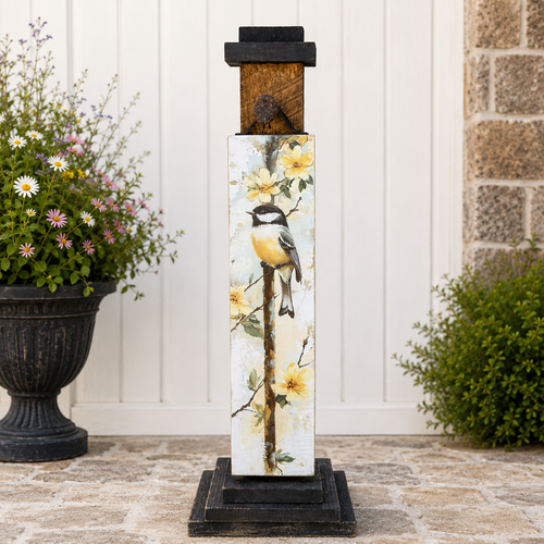 HMK378P Bird Yellow Flowers Porch